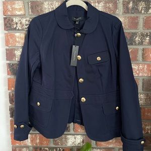 NWT Talbots Ladies 10 Petite Navy Jacket Coat with Brass Buttons